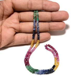 สร้อยคอประดับด้วยลูกปัดพลอยแซฟไฟร์ธรรมชาติทรงรอนเดลเหลี่ยมเพชรพลอยสำหรับทำเครื่องประดับ - Product Image 3