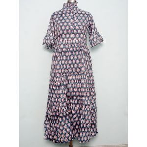 Elegante Vestido de Algodón para Mujer, Estilo Boho, Hecho a Mano, Vintage, Floral, para el Día, con Mangas de Campana, Midi, Maxi, Largo, Informal - Product Image 1