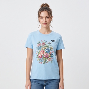 เสื้อยืดพิมพ์ลายพฤกษศาสตร์สำหรับผู้หญิง แขนสั้น คอกลม ทรงปกติ สีสันสดใส เสื้อผ้าลำลองสำหรับฤดูร้อน ระบายอากาศได้ดี เสื้อแฟชั่น - Product Image 4