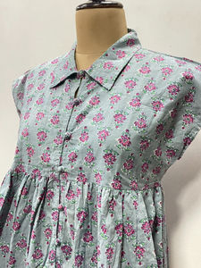 Débardeurs pour femmes à imprimé floral 100% coton, longueur courte, boutonnage sur le devant, col en V, tissu doux et respirant, débardeurs décontractés d'été - Product Image 4