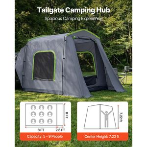 Tenda per SUV Grande per Tutte le Stagioni 3,2 x 2,4 m con Porta Ventilata e Finestre a Rete, Impermeabile PU3000mm per 5-9 Persone, Capacità 2 Persone - Product Image 2