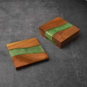 Juego de Posavasos de Resina y Madera de Primera Calidad, Diseño Cuadrado Moderno Hecho a Mano, 350 mm de Diámetro, 5 mm de Grosor, Protección para Mesa, para el Hogar - Product Image 3