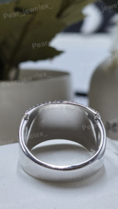 Anillo de cóctel de lujo de plata 925 con moissanita, corte brillante redondo, engaste pavé, joyería unisex para fiesta - Product Image 2