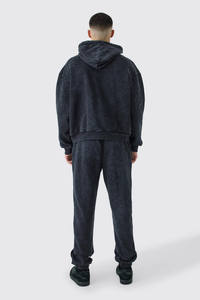 Conjunto de Sudadera con Capucha y Pantalones Jogger de Algodón con Lavado Ácido, Estilo Urbano, con Logotipo Personalizado OEM al por Mayor, Fabricación Personalizada de Sudaderas para Hombre - Product Image 3