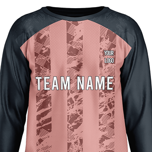 Maillot de gardien de but de football professionnel à manches longues, texture grunge, rayures verticales, respirant, séchage rapide, personnalisable avec nom, numéro et logo de l'équipe - Product Image 3
