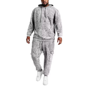 Ensemble survêtement décontracté d'hiver pour homme avec logo personnalisé, respirant, à capuche, imprimé, pantalon de survêtement et sweat à capuche, 100% coton molletonné - Product Image 1