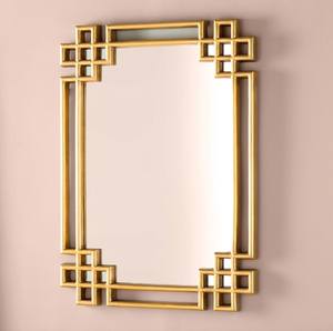 Minimalistic Modern iron Rectangular <b>Framed</b> Wall <b>Mirror</b> Decorative <b>Gold</b> Finish for home hotel restaurant - Product Image 1
