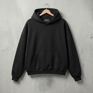 Sweat-shirt à capuche coupe oversize en polaire, couleur unie, avec poche avant, idéal pour l'automne - Product Image 2