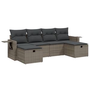 Conjunto de Sofá de Jardín de Ratán Gris Oscuro con Cojines de Espuma de Alta Densidad, Muebles de Exterior de Diseño Contemporáneo, Resistentes al Agua y a los Rayos UV - Product Image 4