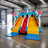 2026 Combo Toboggan Gonflable Commercial - Château Gonflable Durable en PVC 0,55 mm avec Double Toboggan et Trampoline pour Fêtes Résidentielles