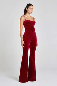 Nouvelle Arrivée Combinaison Clubwear Longue Broderie Premium Prix Raisonnable Combinaison Moulante avec Bretelles en Strass - Product Image 3