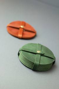 Double Layered Genuine Leather Coasters Round <b>Table</b> Mats for Hot Cups Durable Cowhide Beverage <b>Protector</b> GLC-0122 - Product Image 5