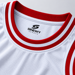 Ensemble de maillots de basket-ball SINEWY blanc et rouge 23, sublimé, respirant, unisexe, vêtements d'équipe pour adultes - Product Image 3