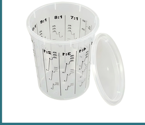 Gobelets de mélange de peinture jetables multi-tailles 400/700/1300/2300ML, en plastique PP transparent avec échelle graduée pour l'automobile - Product Image 1