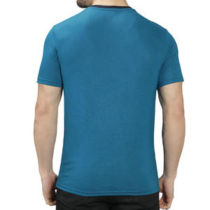 T-shirt décontracté à col en V pour homme, 100 % coton, coupe ample, streetwear, manches courtes, couleur contrastante, avec logo personnalisé – Fournisseur OEM ODM - Product Image 4