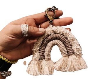 Customized Handmade Cotton Cord Key Chain for Daily Use with <b>Silver</b> Brass <b>Clip</b> - Product Image 1