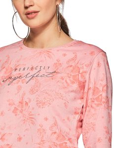 เสื้อสเวตเชิ้ตคอกลมพิมพ์ลายดอกไม้สีชมพูสำหรับผู้หญิง แขนยาว สวมใส่สบาย พร้อมโลโก้ตัวอักษรด้านหน้า ถักจากผ้าฝ้าย 100% เหมาะสำหรับใส่ในฤดูใบไม้ผลิ - Product Image 5