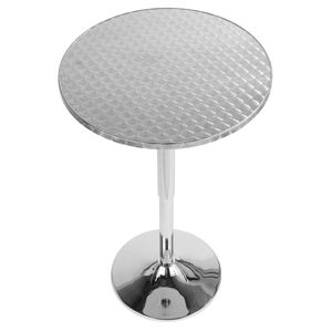 <b>Bistro</b> Contemporary <b>Round</b> Bar <b>Table</b> Adjustable Silver Design - Product Image 2