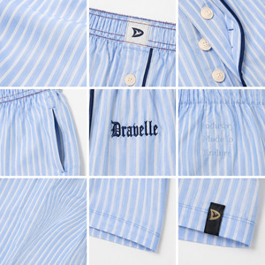 Streetwear Shorts Summer Fit Men’s Sky Blue Striped <b>Boxer</b> Shorts Cotton Poplin Relaxed Fit Y2K Style - Product Image 5