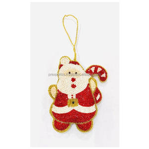 Adorno Festivo Cristiano para el Hogar, Bordado a Mano con Cuentas, Diseño Moderno, Trabajo con Hilo Zari, Plateado, con Moissanita - Product Image 4