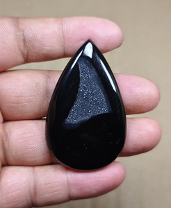 Cabochon en obsidienne naturelle en forme de poire, effet œil de chat, pierre précieuse en vrac pour la fabrication de bijoux - Product Image 1