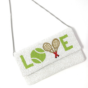 Bolso de mano artesanal con cuentas de temática tenis, duradero, plegable, con cierre magnético antirrobo, para mujer, ideal para el Día de San Valentín, bolso deportivo. - Product Image 2