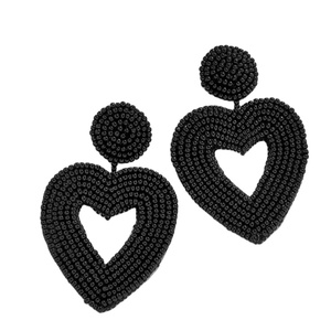 Elegante hecho a mano con cuentas bordado corazón gota pendientes Unisex lujo aspecto hermoso moda lindo nuevo diseño moda - Product Image 1