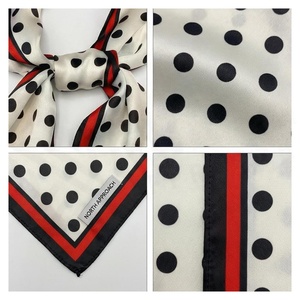 Pañuelo de Seda Cuadrado para Mujer, Estampado de Lunares, Elegante Accesorio de Moda Multifuncional para Todas las Temporadas - Product Image 4