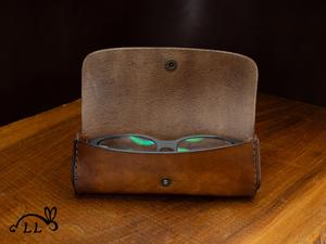 Vintage Cowhide Leather <b>Glasses</b> <b>Case</b> Luxury Handmade Pouch Slim Soft <b>Reading</b> Spectacles Protector Cover Bag LGC-0067 - Product Image 5