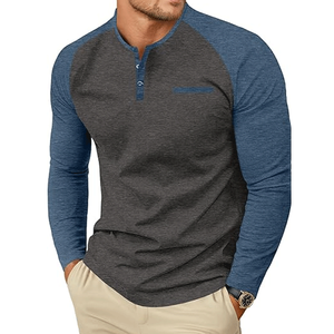 T-shirt à manches longues contrastant pour homme, style tendance, respirant, en polyester/coton, vente en gros OEM, idéal pour l'été - Product Image 6