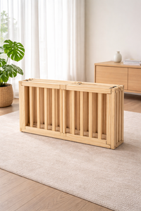 Parque de juegos de madera para bebés, centro de actividades, área de juegos portátil con tamaño y forma ajustables, valla para bebés con puerta para uso en interiores - Product Image 4