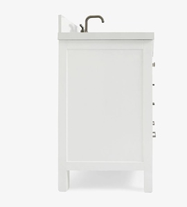 Meuble-lavabo Abigail 49 pouces pour salle de bain, blanc, avec vasque simple et plateau en quartz blanc pur, optionnel, vente en gros, usine du Vietnam - Product Image 4