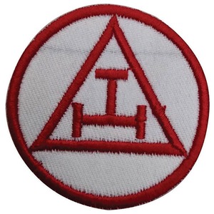 Circular Red Embroidered Eco-Friendly Nonwoven Felt <b>Patch</b> with Triangle Symbol <b>Sew</b>-<b>On</b> Fabric Applique for Gifts - Product Image 6