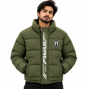 Veste matelassée épaisse pour homme, col montant, coupe-vent, fermeture éclair intégrale, isolée, avec logo personnalisé, vêtements d'hiver USA - Product Image 1