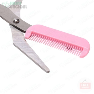 Top <b>Hot</b> Sales Manual CE Certified Eyebrow Scissors Mini Color Beauty Tools Curved Shears Abs Handle pink Small <b>Comb</b> Trimmer - Product Image 4