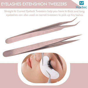 Volume Lash Tweezers For Eyelash Extensions, Curved Tip High Precision Tip Stainless Steel Makeup Beauty Care Tools - Product Image 3