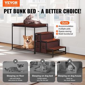 Letto a castello multi-livello per animali domestici con scale, postazione per finestra per cani/gatti, seduta elegante con contenitore, mobili premium per il tuo amico peloso - Product Image 2