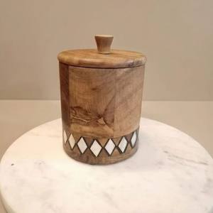 Caja de Especias de Madera Sólida con Acabado Natural de Primera Calidad, Recipientes de Almacenamiento con Cuchara, Fabricante de Fábrica India - Product Image 1