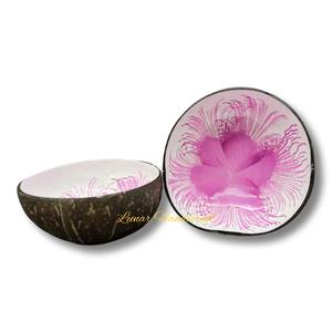 Cuenco de coco lacado de marca artesanal de Vietnam, objeto decorativo colorido con patrón, buena elección a precio barato - Product Image 5