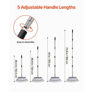 Râteau de jardin en acier inoxydable robuste à 25 dents, tête large réglable de 18,3 pouces, manche long de 36,4 à 72,8 pouces pour les petites feuilles de jardin - Product Image 4