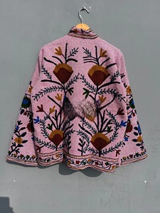 Handcrafted Indian Traditional Suzani Embroidery Cotton Jacket Vintage Kantha <b>Quilted</b> Short Coat Handmade Outerwear - Product Image 2