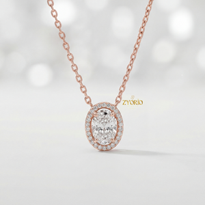 Collar de Plata Elegante con Colgante Ovalado de Diamante Cultivado en Laboratorio para Mujer, Cadena de Eslabones Chapada en Oro, Diseño Moderno y Sostenible, para Aniversario de Bodas - Product Image 3