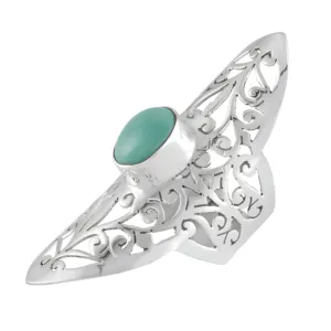 925 Silver Vintage Filigree Ring With Tibetan Turquoise Gemstone Shield Shape Bezel Setting Unisex Everyday Wear Jewelry - Product Image 2
