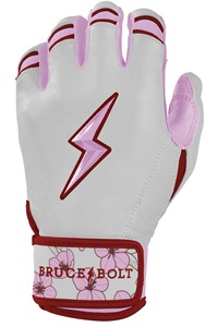 Bruce <b>Bolt</b> White Pink Red Batting Gloves Padded <b>Hook</b> and Loop Closure Right/Left XXL/XL Unisex Adult Training - Product Image 4