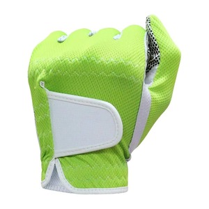Gants de golf à doigts entiers, en maille respirante, antidérapants, légers, unisexes, pour le sport en plein air, fermeture à boucle et crochets, vert et blanc - Product Image 2