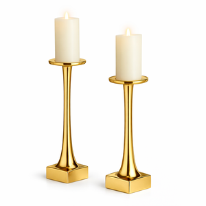Luxury Gold Metal Candle Holder Set Tall <b>Candlestick</b> Decorative Home Decor Table Centerpiece Elegant Modern Style - Product Image 2
