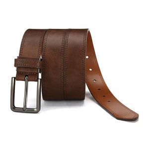 Cinturón de Cuero Genuino de Marca de Moda, Nuevo Estilo, para Jeans, Cinturón de Cuero para Hombre, Hebilla Personalizable de Lujo, Moldeado en una Sola Pieza, Duradero - Product Image 1