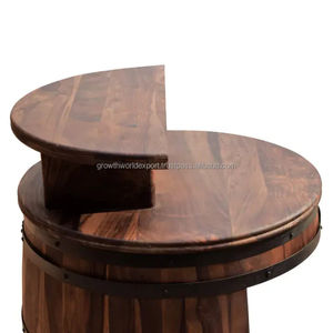 Mueble Bar Moderno de Madera con Forma de Barril, Estante para Vinos, Mueble Bar de Madera Maciza Redondo, Almacenamiento de Botellas Hecho a Mano 2026 - Product Image 2