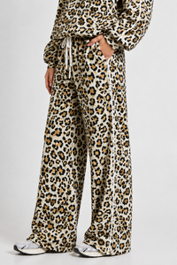 Joggers amples et doux pour femmes, imprimé léopard blanc et jaune, style streetwear décontracté, respirants, pour la mode féminine - Product Image 1