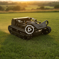 Pengiriman Gratis Murah 800mm 16HP Mesin Pemotong Rumput Robot RC Bertenaga Bensin dengan Starter Elektrik, untuk Lereng, Dikendalikan Jarak Jauh